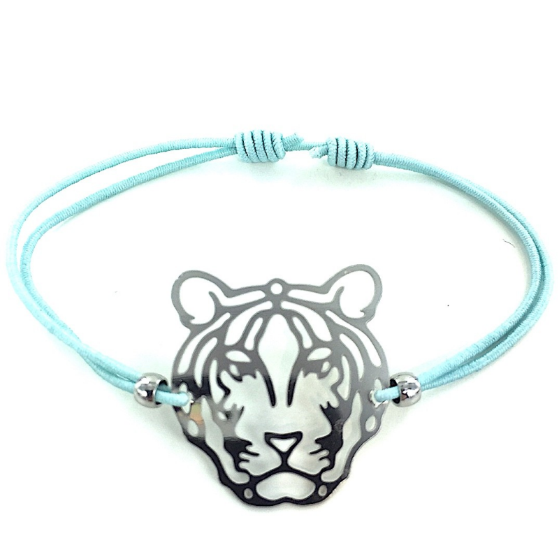 Bracelet Acier Elastique couleur thème tête Tigre