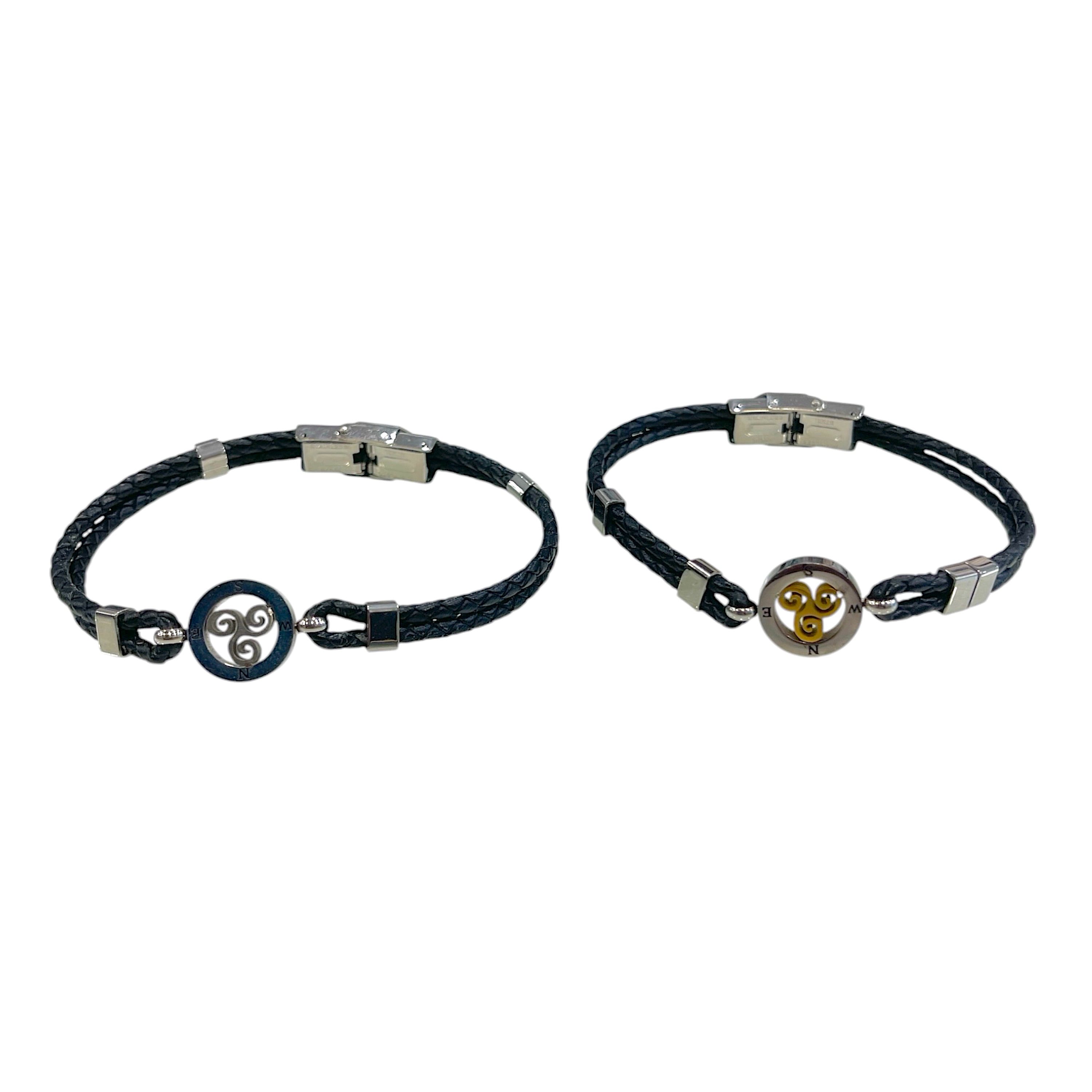 Klarc/ Bracelet Acier Cuir Thème / Trisquel