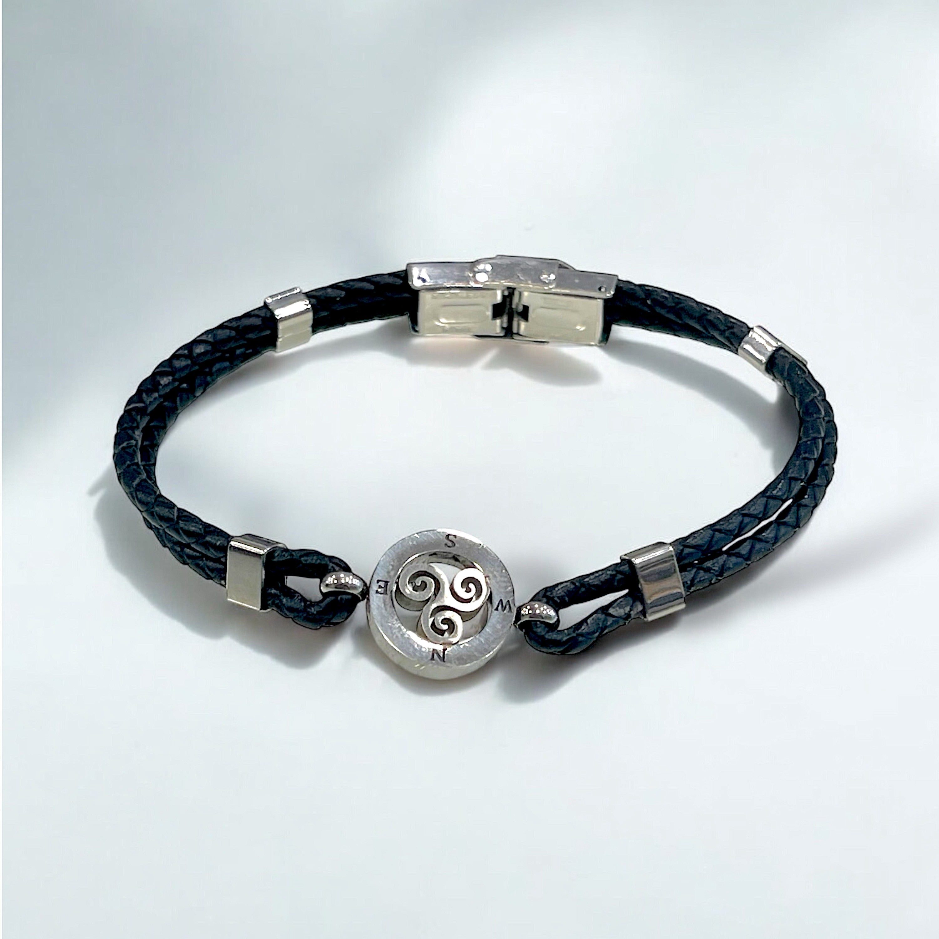 Klarc/ Bracelet Acier Cuir Thème / Trisquel