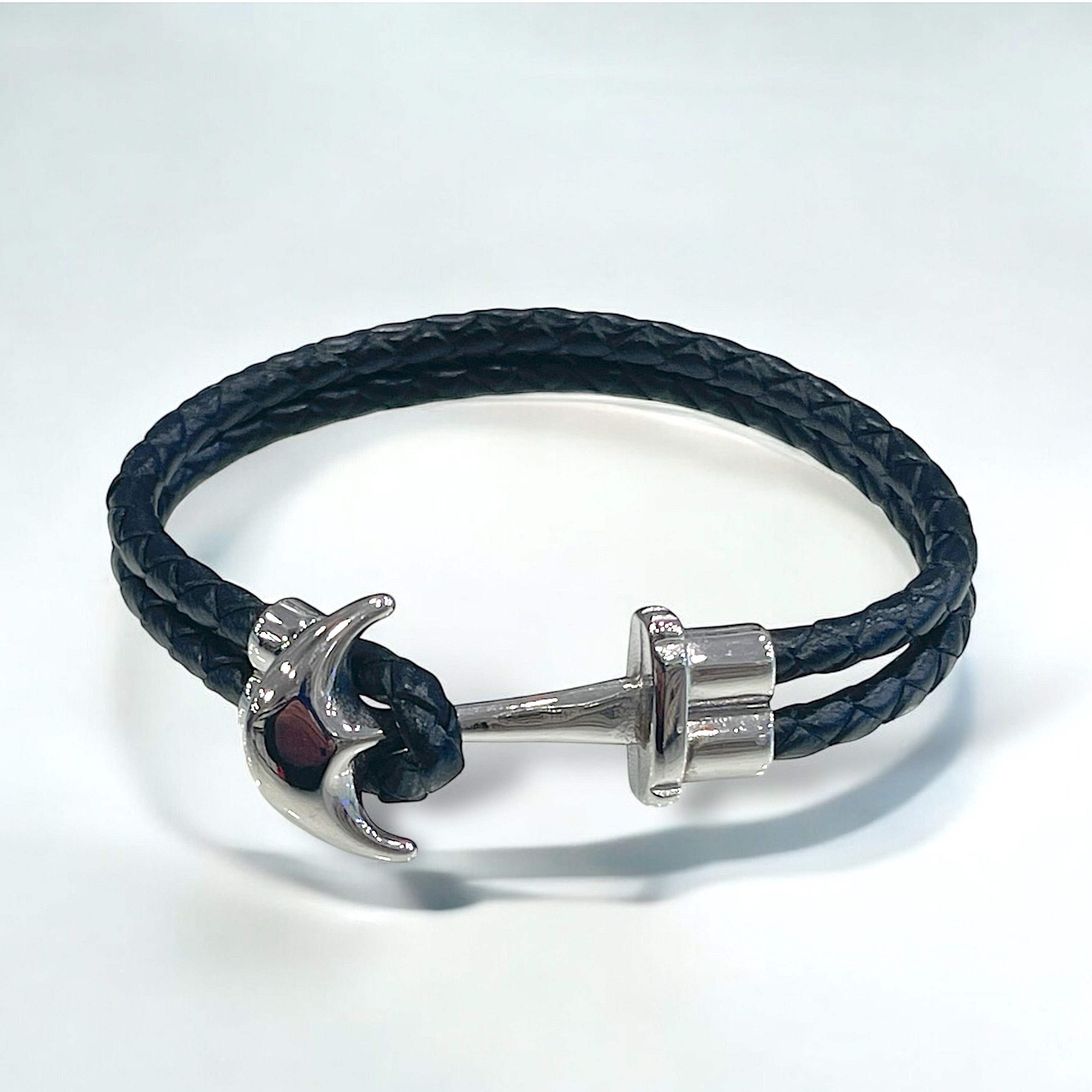 Marco/ Bracelet Cuir Acier Ancre