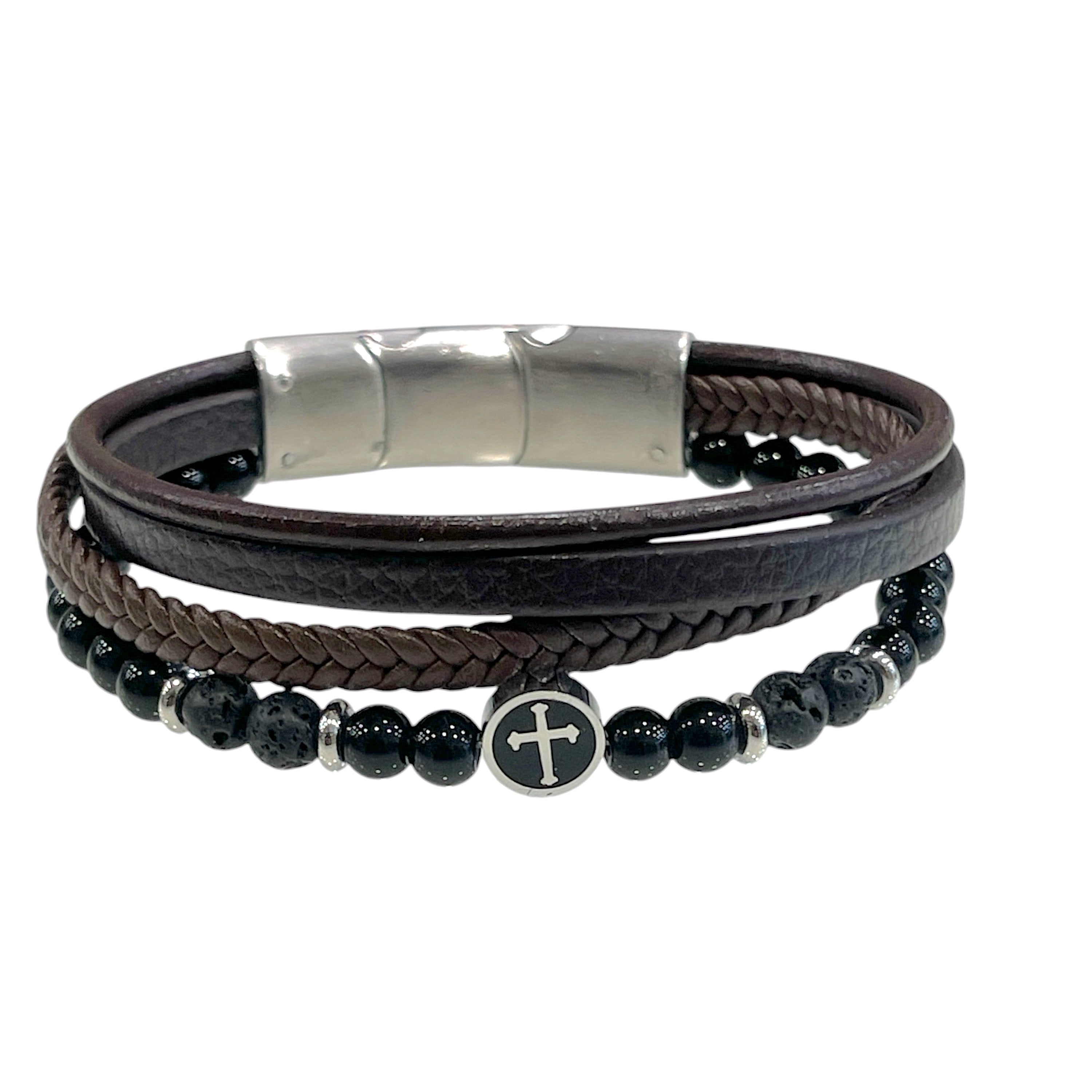 Nael/ Bracelet  Acier Cuir