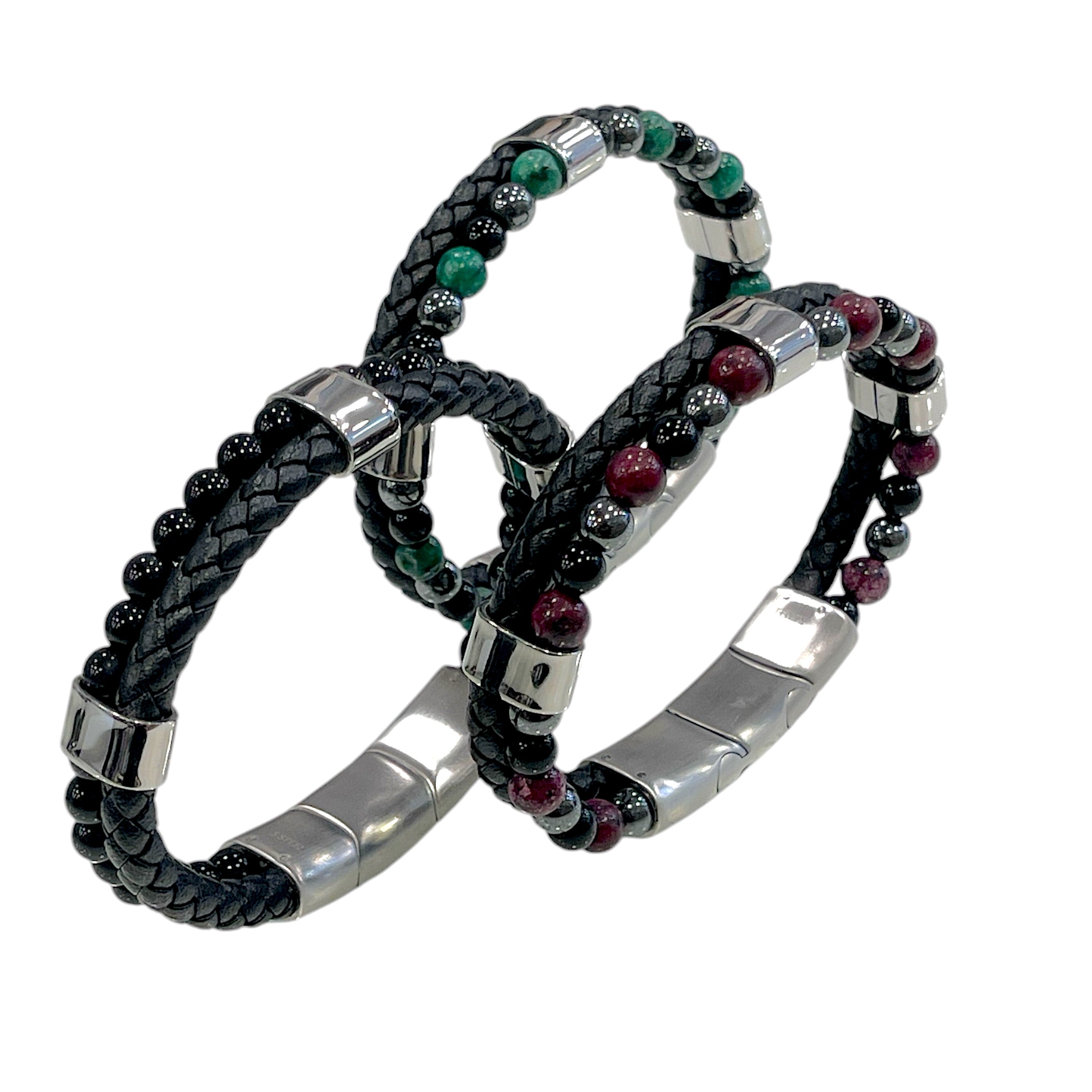 Navajo/ Bracelet  acier Double Cuir