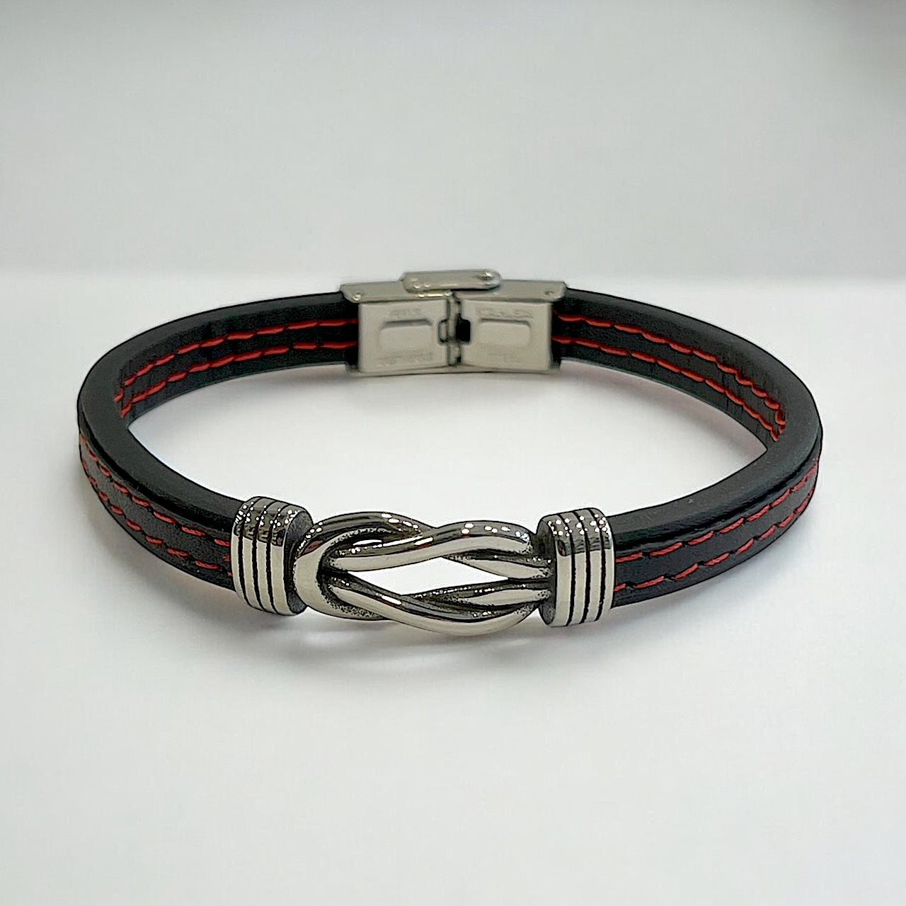 Neguev/ Bracelet Acier Cuir Entrelace