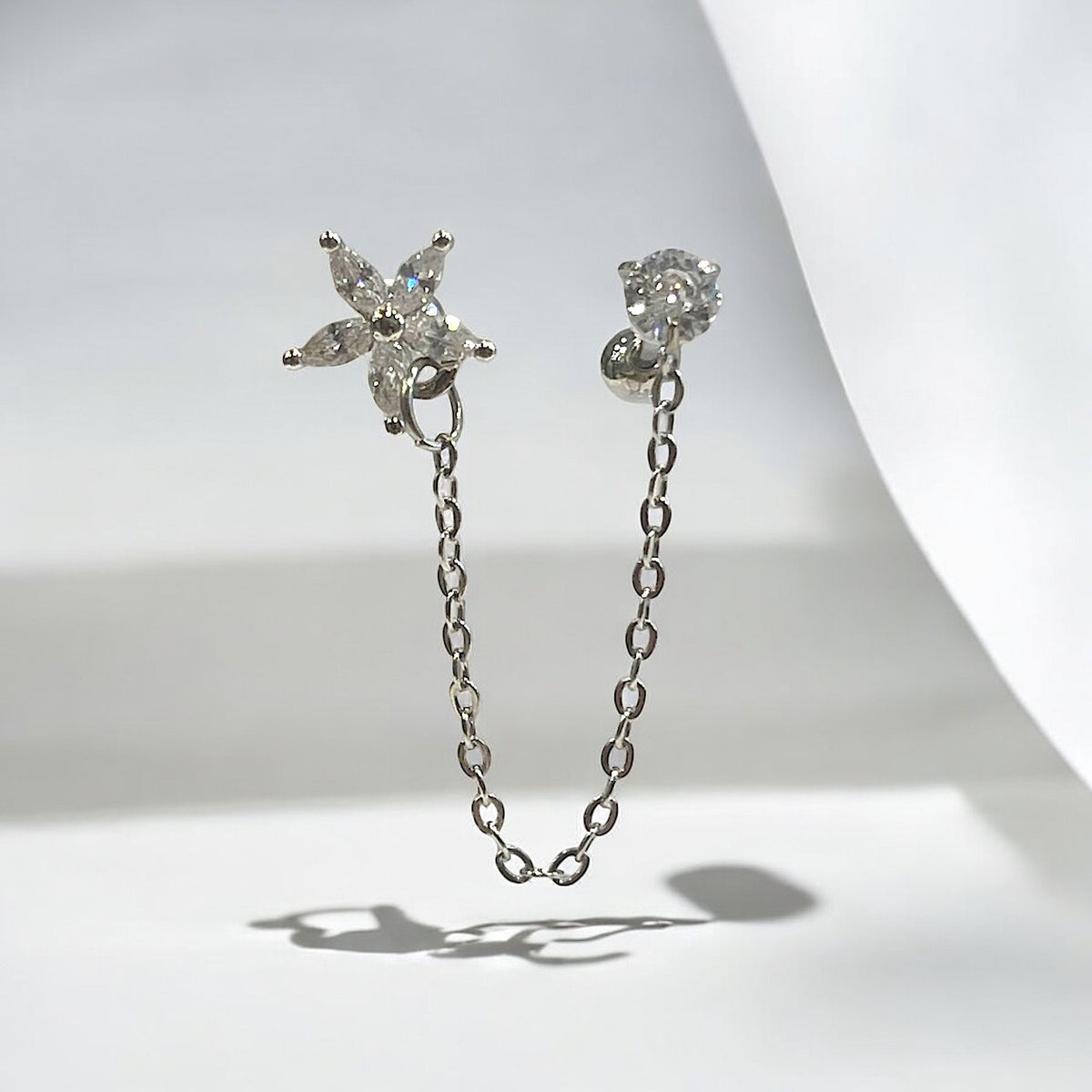 Alna/Bagues Oreille Chainette Acier Blanc – Comptoir Lora