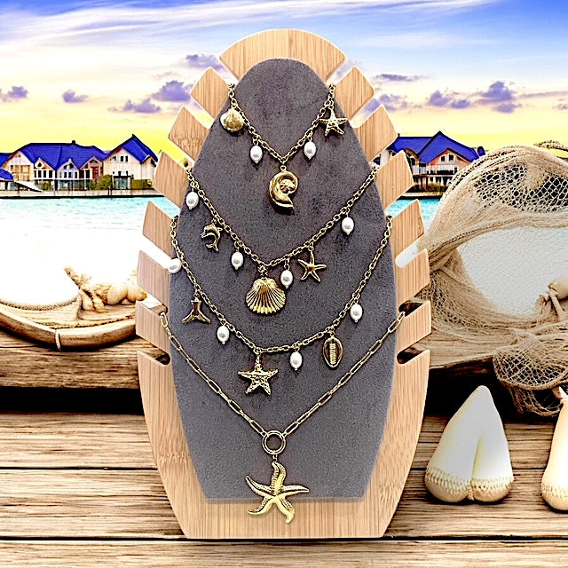 Monica/ Collier Pierre Acier I.P Gold