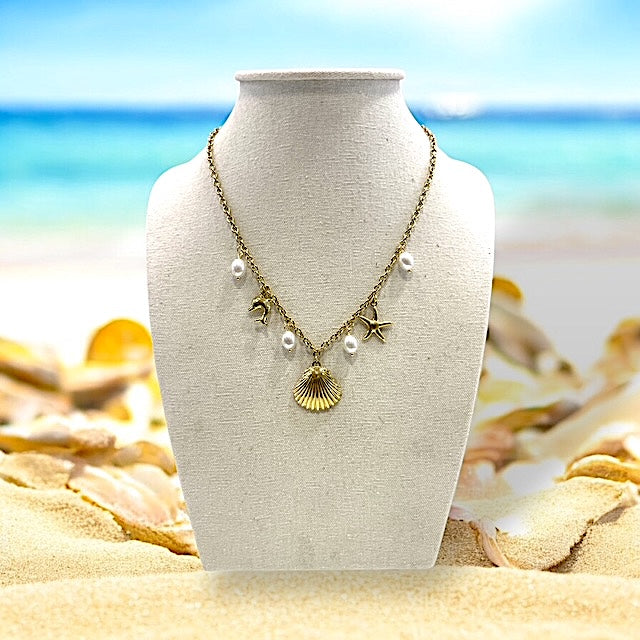 Monica/ Collier Pierre Acier I.P Gold