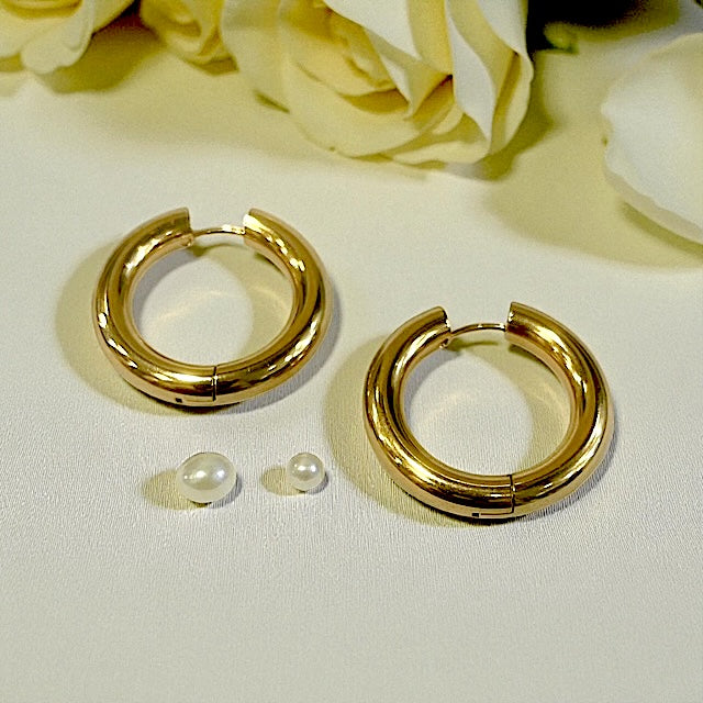 Naama/Créoles Acier doré